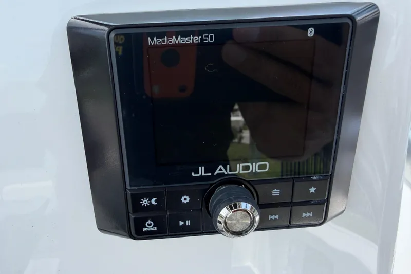 Slide: The Image of JL Audio MediaMaster 50 control panel on 2023 Tidewater 198 CC Adventure boat. - 38