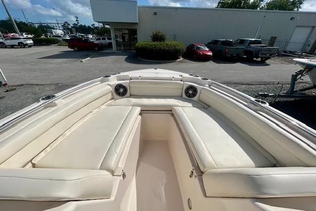 Slide: The Image of 2022 Grady-White Freedom 215 boat with spacious seating and modern design. - 9