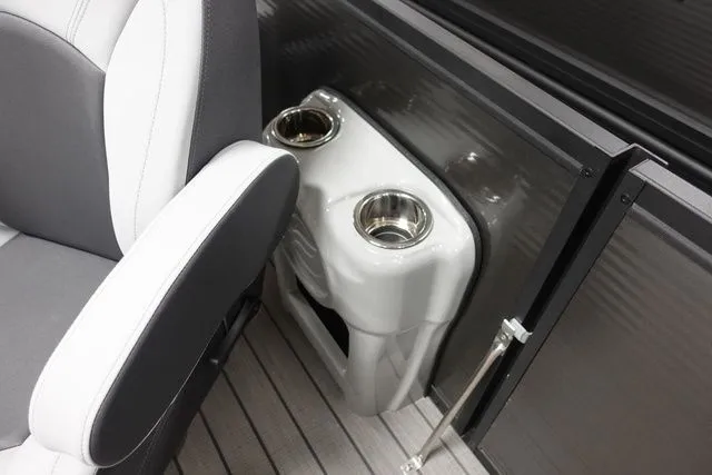 Slide: The Image of Interior of 2025 Flagship Pontoons D22 B XT with cup holders. - 9