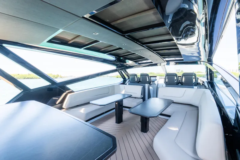 Slide: The Image of Luxurious interior of 2025 Wajer 77 yacht with sleek seating and modern design. - 12