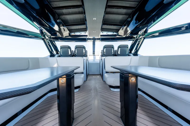 Slide: The Image of Luxurious interior of 2025 Wajer 77 yacht with sleek seating and modern design. - 13
