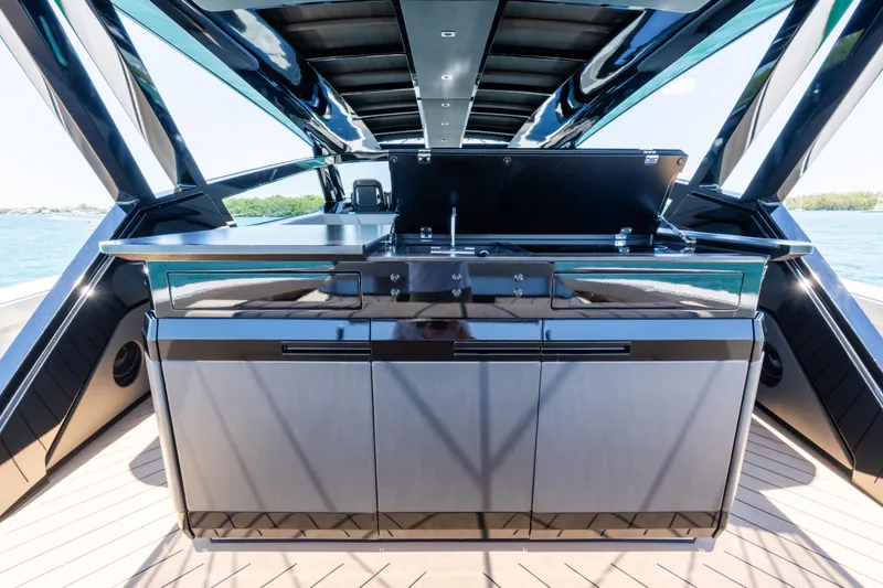 Slide: The Image of Luxury outdoor kitchen on 2025 Wajer 77 yacht, featuring sleek design and modern amenities. - 14