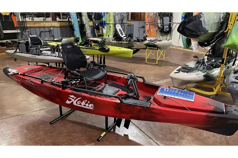 The Image of Red Hobie Pro Angler 14 360 Ike 2022 in showroom. - 1