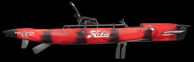 Slide: The Image of Hobie Pro Angler 14 360 Ike 2022, red design, side view. - 5