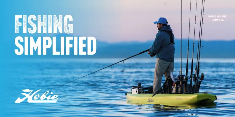 Slide: The Image of Angler fishing on Hobie Mirage Passport 10.5 R kayak. - 3
