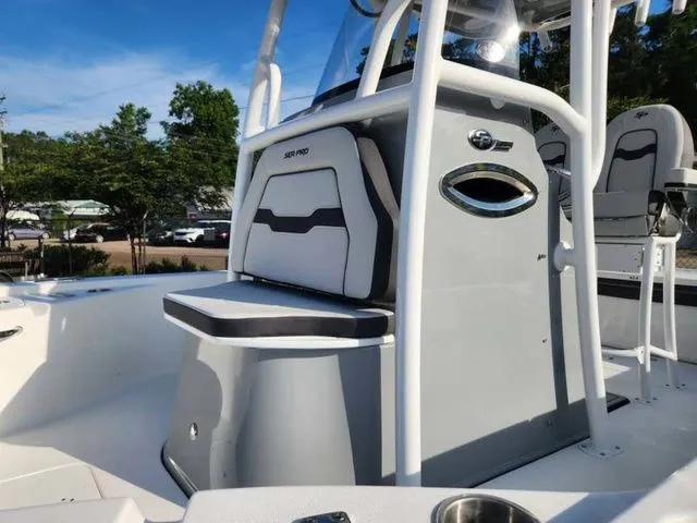 Slide: The Image of 2026 Sea Pro 250 Bay boat featuring sleek design and seating area. - 3