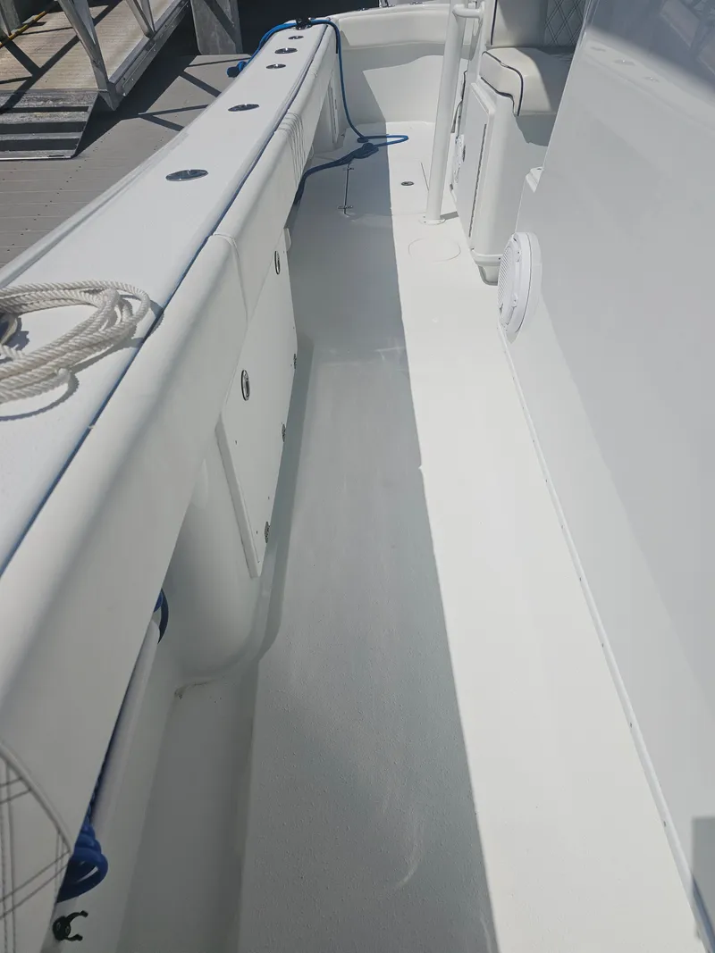 Slide: The Image of Interior view of a 2017 Yellowfin 39 Offshore boat deck. - 15