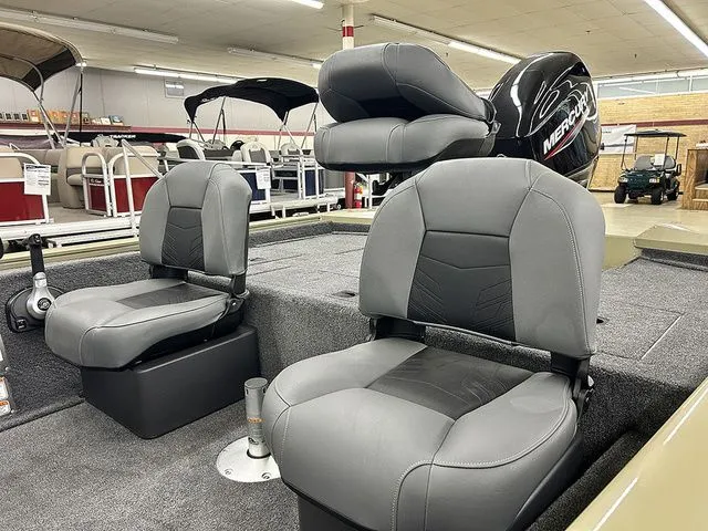 Slide: The Image of Interior of 2026 Tracker Pro Team 175 Crappie Edition with gray seats. - 5