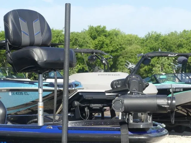 Slide: The Image of 2022 Nitro Z21 Pro boat with seat and Garmin equipment. - 13