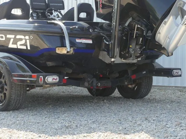 Slide: The Image of Rear view of a 2022 Nitro Z21 Pro boat on trailer. - 18
