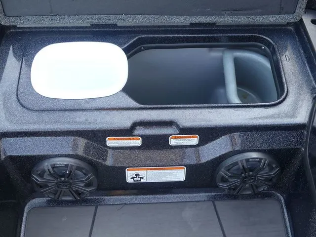 Slide: The Image of 2022 Nitro Z21 Pro boat storage with speakers and compartments. - 39