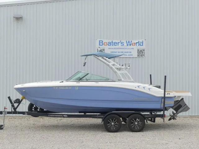 Slide: The Image of 2023 Chaparral 21 Surf boat on trailer at Boater's World. - 2