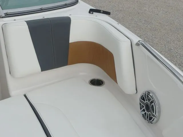 Slide: The Image of Interior of 2023 Chaparral 21 Surf with speaker and seat upholstery. - 25
