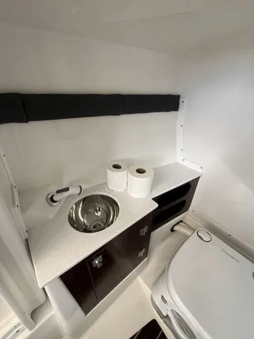 Slide: The Image of Interior of 2019 Monterey 258SS Super Sport with sink and toilet. - 5
