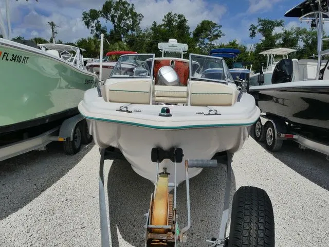 Slide: The Image of 1998 Scout 172 Dorado boat on trailer, front view. - 3