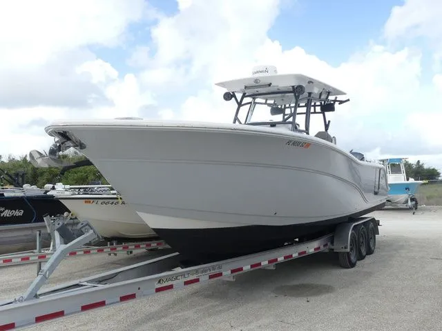 The Image of 2021 Sea Fox 328 Commander boat on trailer, side view. - 1
