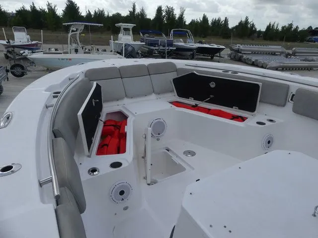 Slide: The Image of Interior view of a 2021 Sea Fox 328 Commander boat. - 12