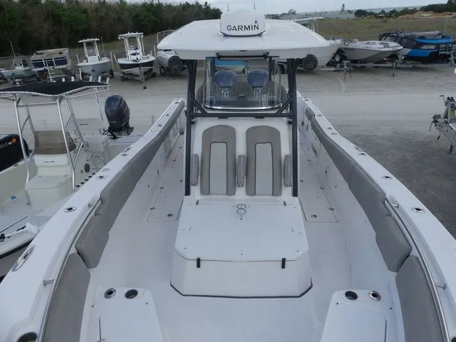 Slide: The Image of 2021 Sea Fox 328 Commander boat with Garmin equipment at the dock. - 14