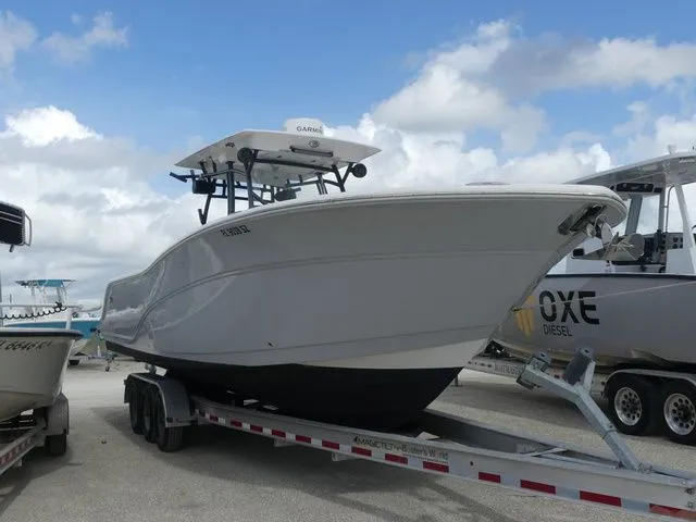 Slide: The Image of 2021 Sea Fox 328 Commander on trailer, side view. - 3