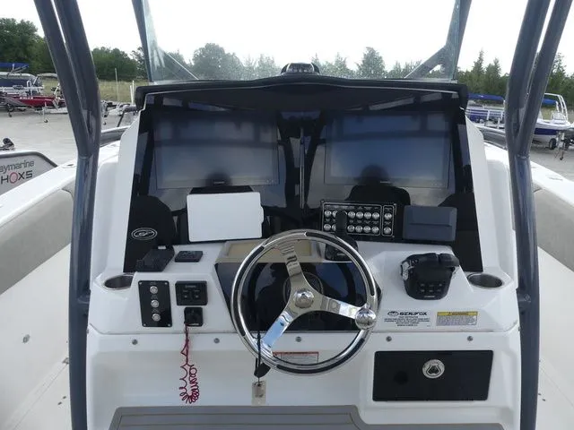Slide: The Image of Helm console of a 2021 Sea Fox 328 Commander boat. - 34
