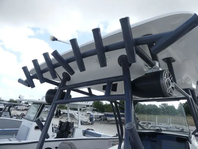 Slide: The Image of Sea Fox 328 Commander 2021 with sturdy T-top and speakers. - 47