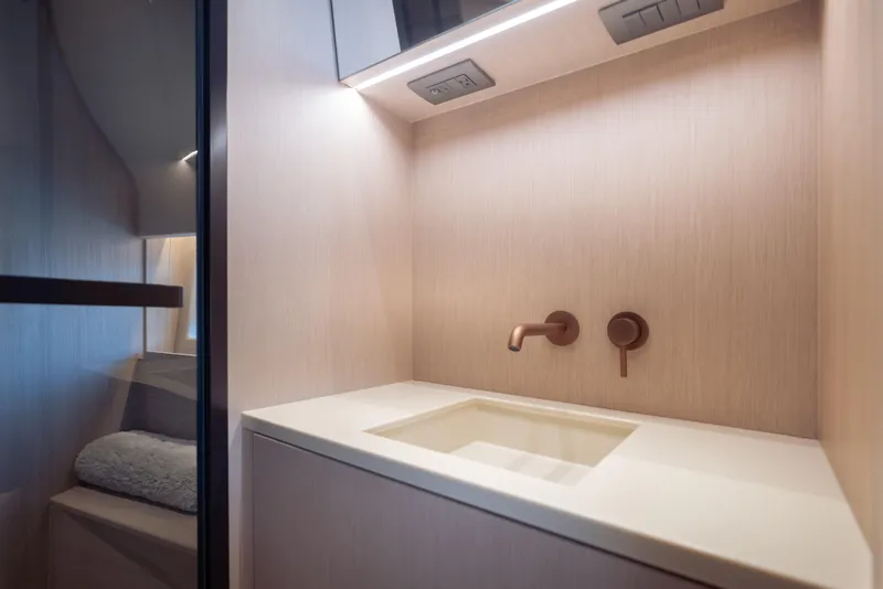 Slide: The Image of Luxurious bathroom interior of 2025 Azimut Seadeck 6 yacht with modern fixtures. - 23