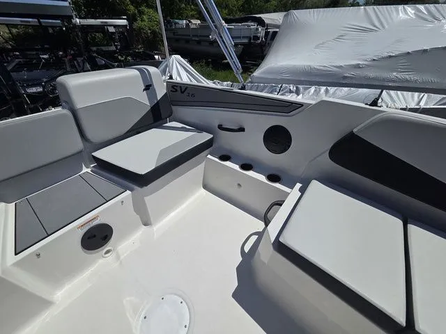 Slide: The Image of Interior of Starcraft 2025 SV 16 OB boat with seating. - 23
