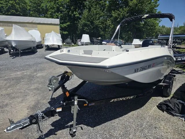 Slide: The Image of 2025 Starcraft boat with trailer in parking lot. - 4