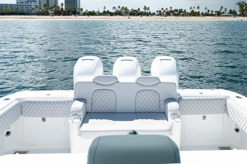Slide: The Image of Luxury seating on 2027 HCB 39 Speciale boat with ocean view. - 16