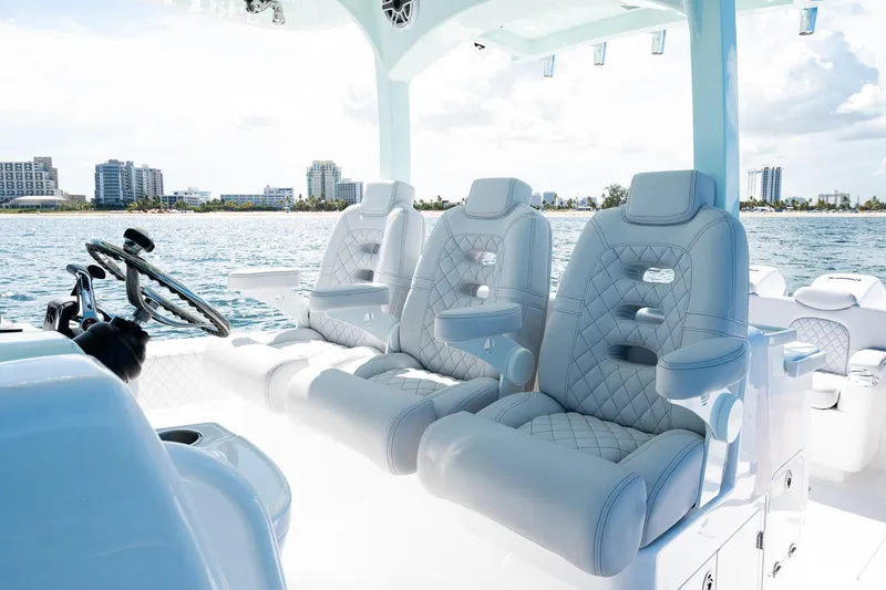 Slide: The Image of Luxury seating on 2027 HCB 39 Speciale boat with ocean view. - 27