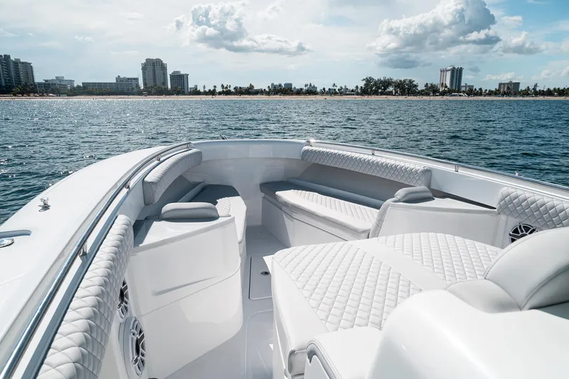 Slide: The Image of Luxury interior of 2027 HCB 39 Speciale boat with ocean and city skyline view. - 32