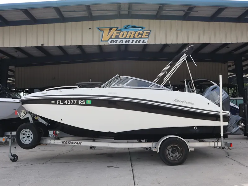 The Image of 2018 Hurricane SunDeck SD 191 OB boat on trailer at VForce Marine. - 1