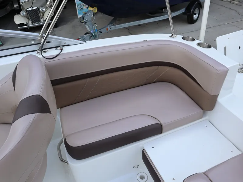 Slide: The Image of Interior of 2018 HURRICANE BOATS SunDeck SD 191 OB with beige seating. - 23