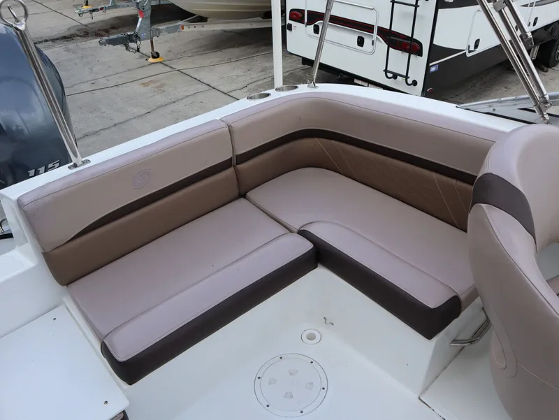 Slide: The Image of Interior of 2018 HURRICANE BOATS SunDeck SD 191 OB with beige seating. - 24
