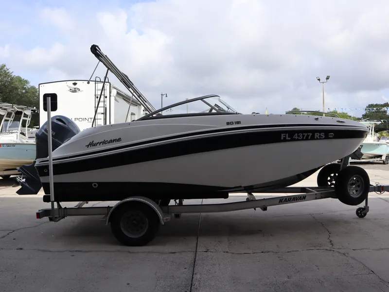 Slide: The Image of 2018 Hurricane SunDeck SD 191 OB boat on trailer. - 5