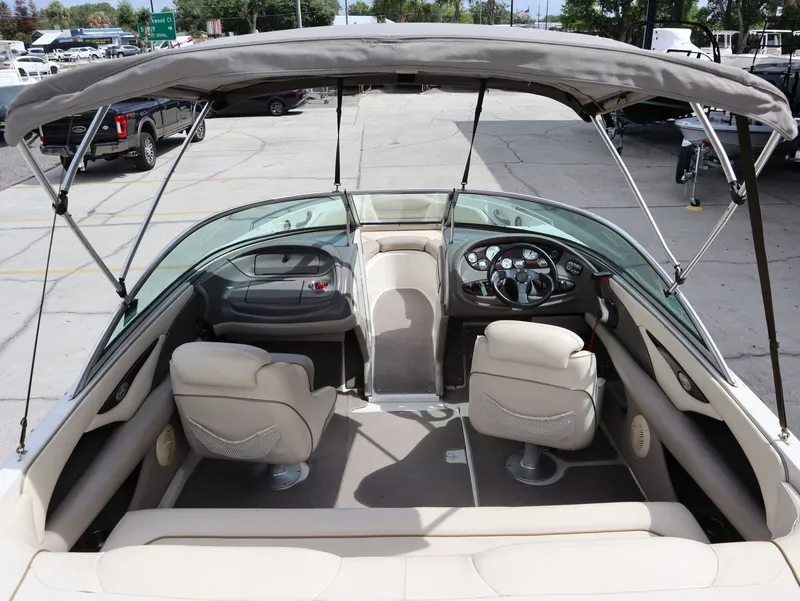 Slide: The Image of Interior of a 2001 Monterey 200LS boat with canopy. - 10