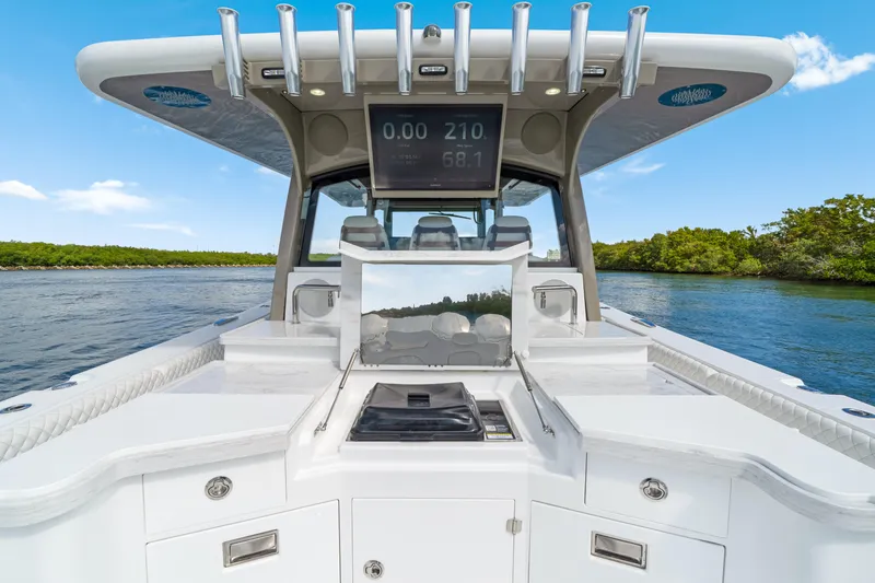 Slide: The Image of HCB 53 Suenos 2027 luxury boat interior with sleek design and advanced navigation display. - 32