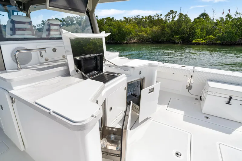 Slide: The Image of Luxury 2027 HCB 53 Suenos yacht interior with modern amenities and sleek design. - 36