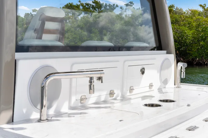 Slide: The Image of 2027 HCB 53 Suenos yacht with sleek deck design and modern fixtures. - 58