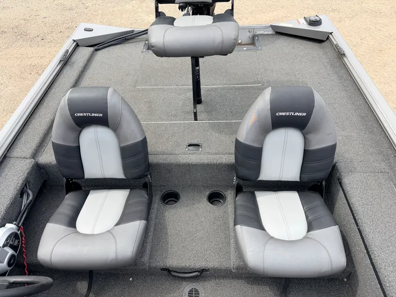 Slide: The Image of Crestliner 1700 Ridge boat seats, gray interior, 2021 model. - 21