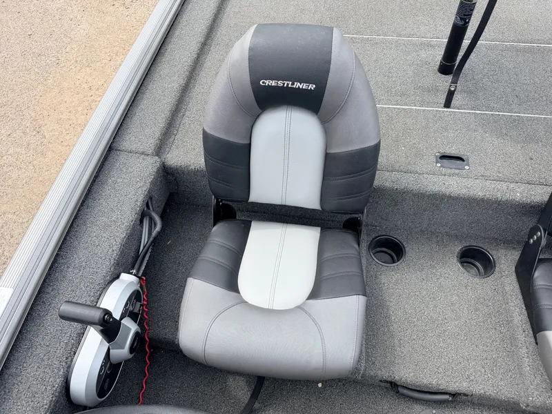 Slide: The Image of Crestliner 1700 Ridge boat seat, gray interior, 2021 model. - 23