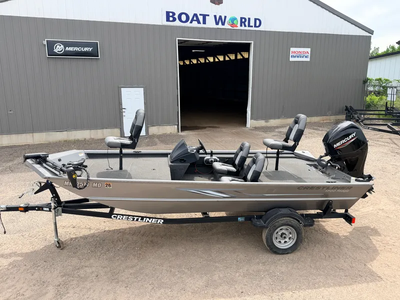 Slide: The Image of 2021 Crestliner 1700 Ridge boat with 40HP Mercury engine at Boat World. - 4