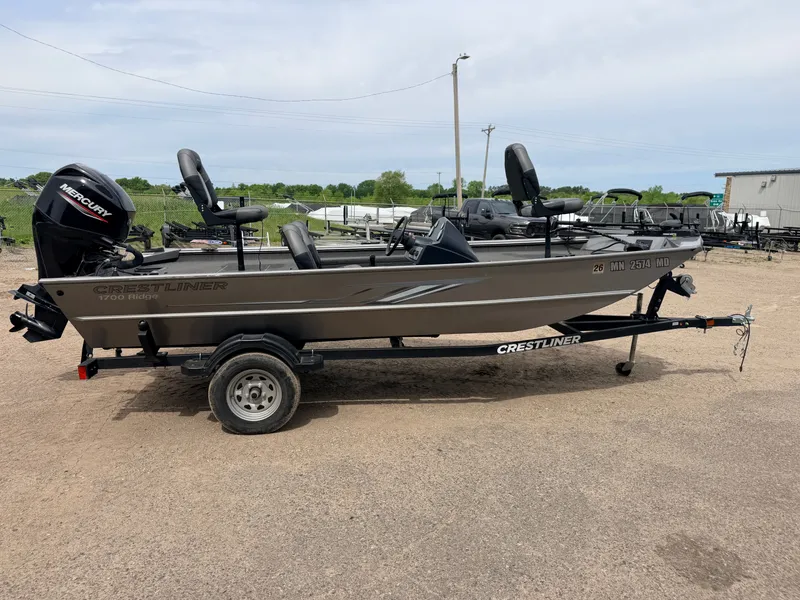 Slide: The Image of 2021 Crestliner 1700 Ridge boat with 40HP Mercury 4Stroke engine. - 49