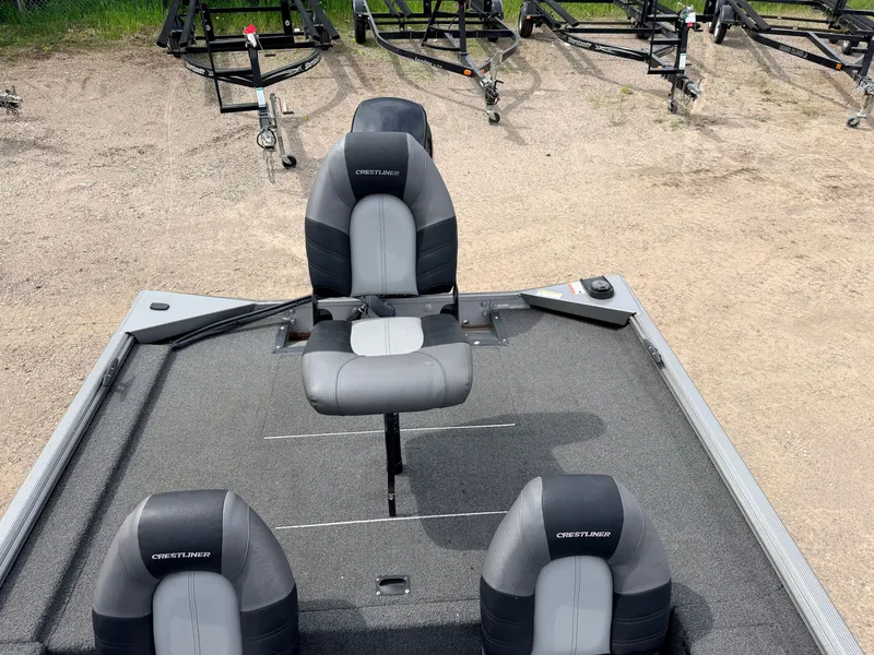 Slide: The Image of 2021 Crestliner 1700 Ridge boat with gray seats. - 9