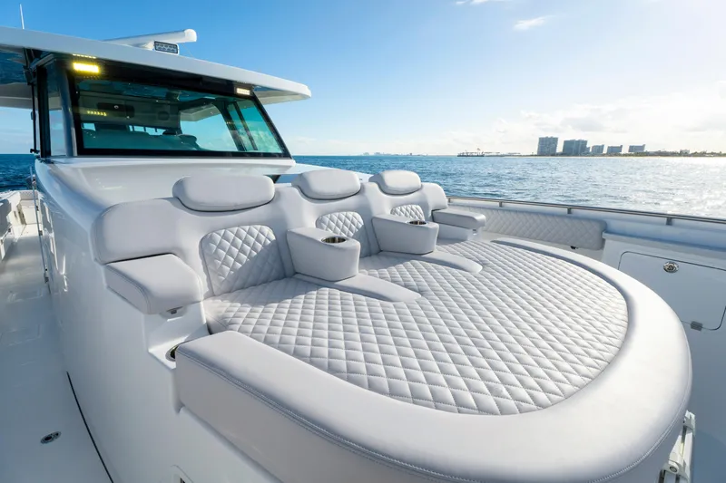 Slide: The Image of Luxurious seating on 2027 HCB 56 Suenos yacht with ocean view. - 35