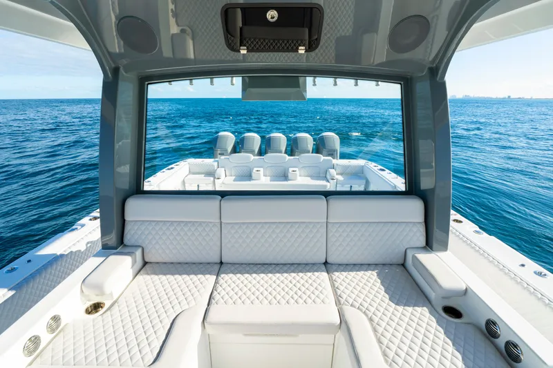 Slide: The Image of Luxurious interior of 2027 HCB 56 Suenos boat with ocean view. - 39