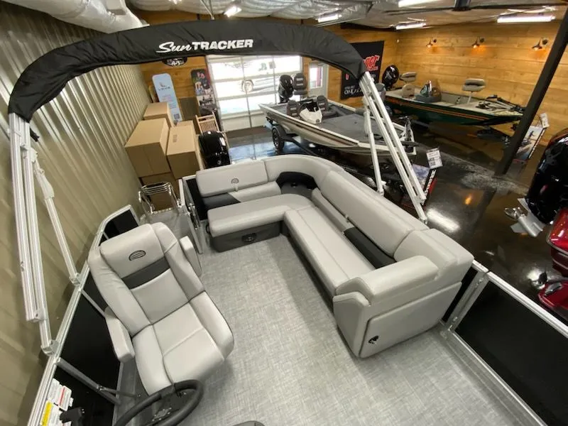 Slide: The Image of Interior view of Sun Tracker Party Barge 20 DLX 2026 pontoon boat. - 14