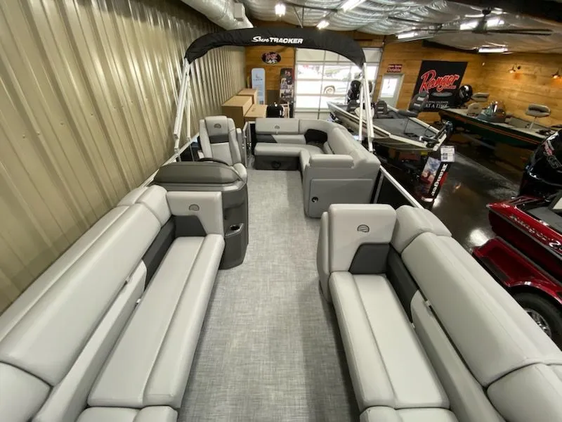 Slide: The Image of Interior view of 2026 Sun Tracker Party Barge 20 DLX pontoon boat. - 3