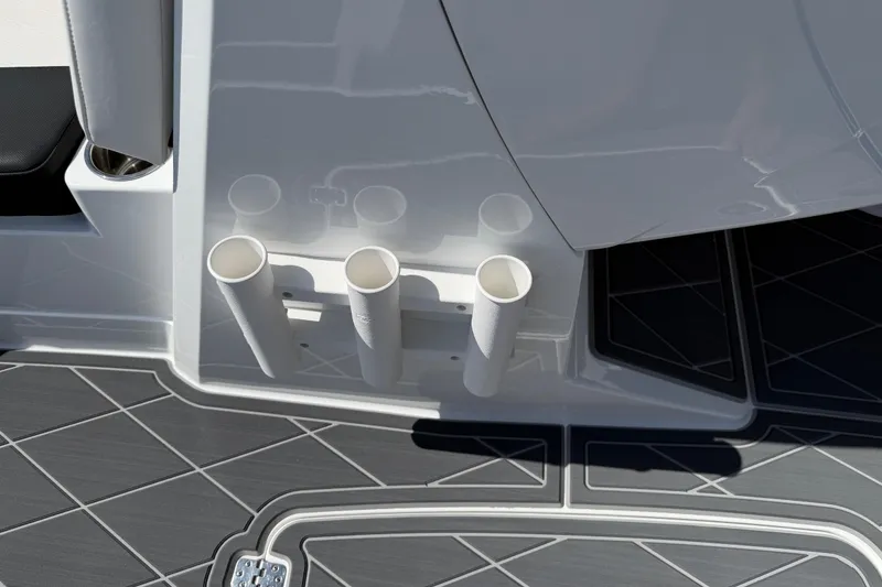 Slide: The Image of Boat deck with rod holders on a 2021 Tahoe 1950 model. - 55