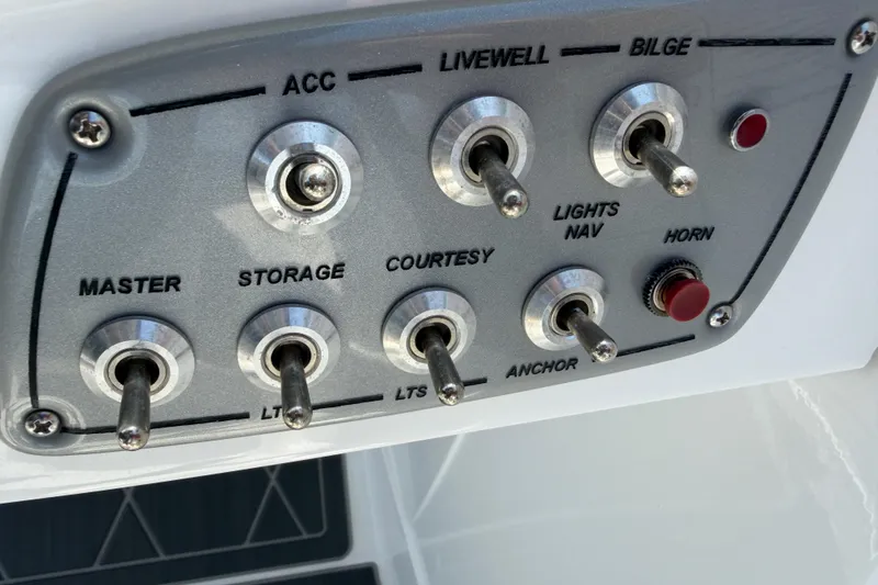 Slide: The Image of Control panel with switches for Tahoe 1950 boat, 2021 model. - 44